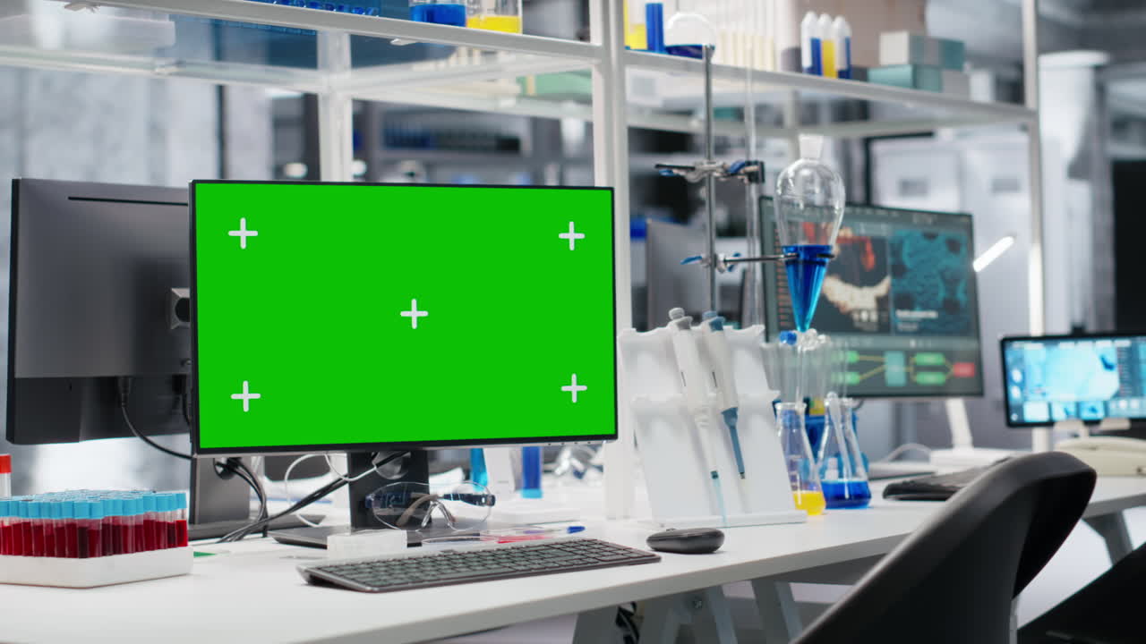 Isolated Screen Computer Monitor In Modern Laboratory
