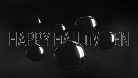 Animation-of-halloween-greetings-and-baubles-on-black-background