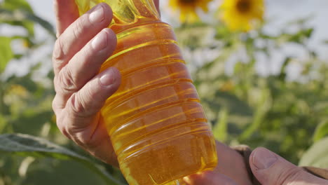 sunflower seed oil in plastic bottle