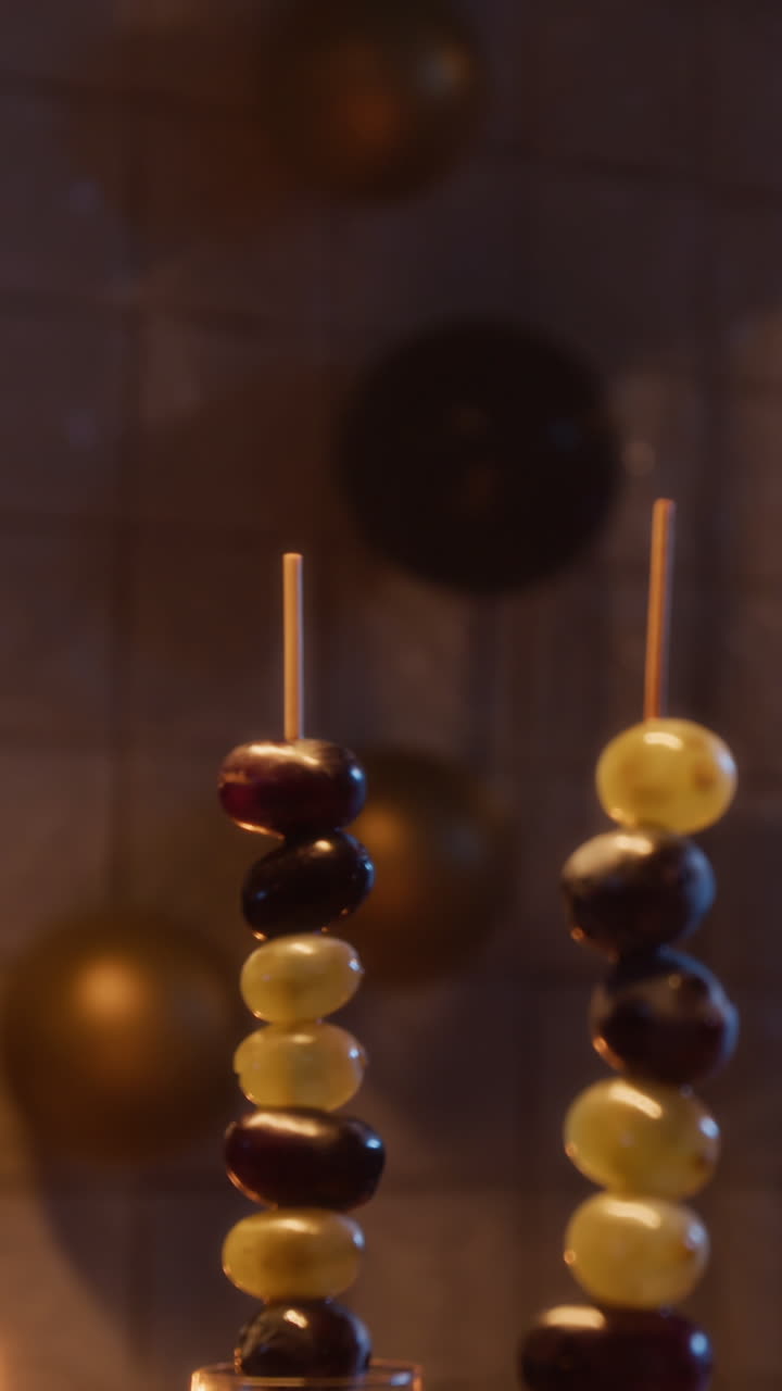 Grape Skewers in Champagne Glasses
