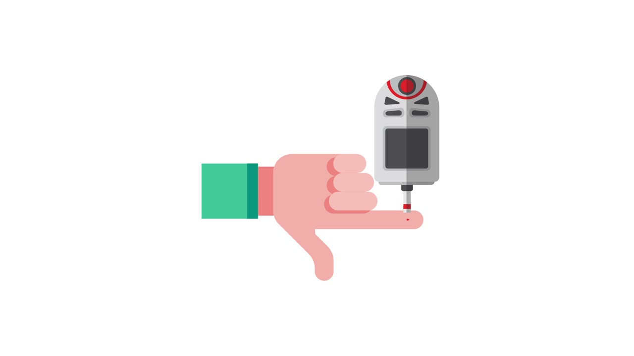 Illustration of a Hand Pricked by a Lancing Device for Blood Testing