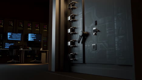 high-security vault door and server room