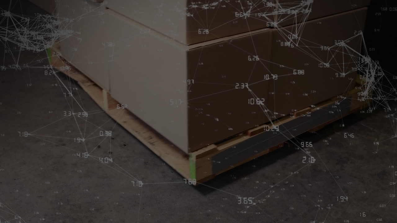 анимация сетей соединений через поддоны с упаковками