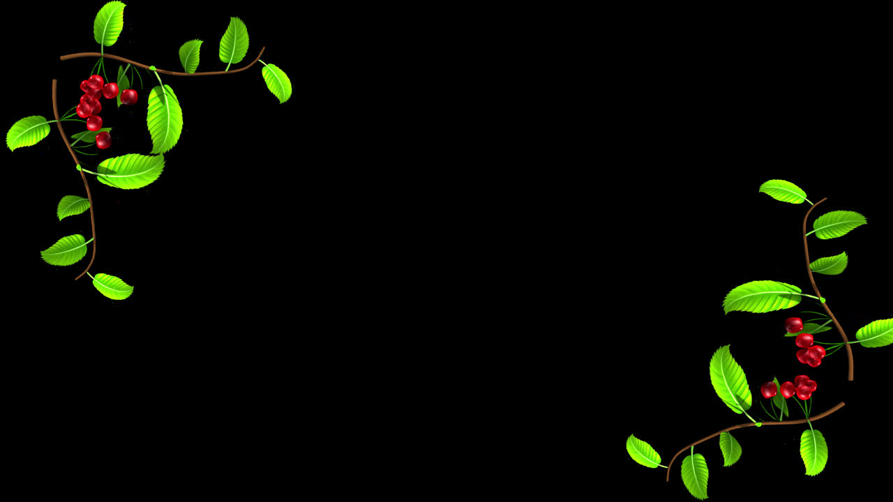 Floral Border with Leaves and Berries