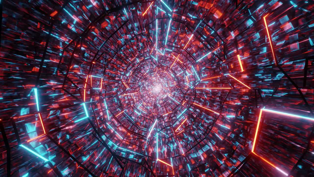 diseño de corredor de túnel de vidrio de marco de alambre brillante ilustración en 3d papel tapiz en vivo fondo de movimiento vj bucle