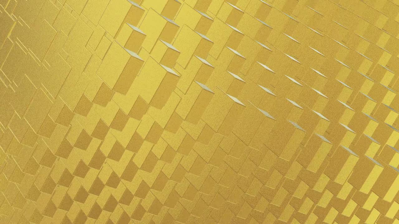 abstracto geométrico fondo dorado azulejos de papel de aluminio textura de bucle sin costura fondo renderizado en 3d