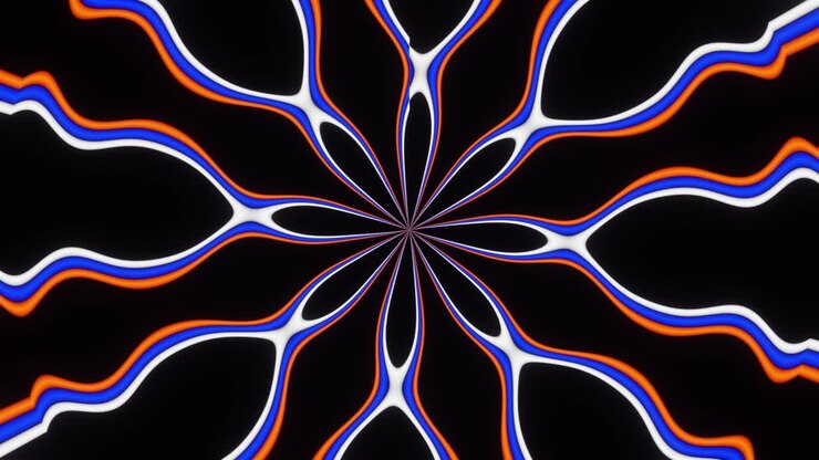 White blue red curved lines infinite rotation