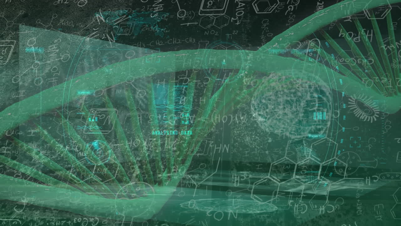 인간 뇌와 함께 데이터 처리 및 dna  ⁇ 의 애니메이션