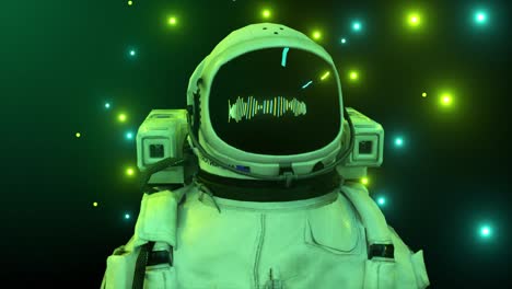 astronauta rodeado de luces de neón intermitentes. concepto de música y club nocturno. animación 3d de un bucle sin costuras