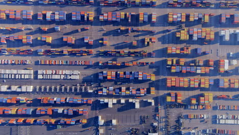 bulk of colorful intermodal containers stored at the port of oakland, california, usa