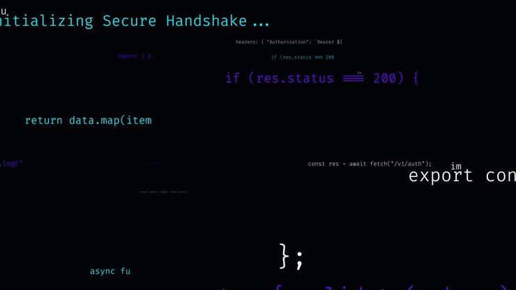 Abstract Programming Code Floating on Dark Background