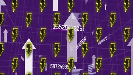 animation of lightning and arrows over grid and data processing