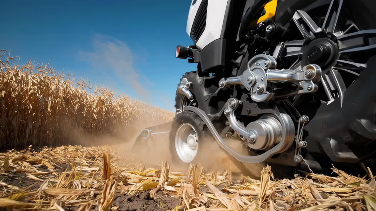Modern Farming Machine Operating in a Corn Field