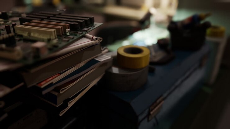 computer retrò d'epoca e altri dispositivi