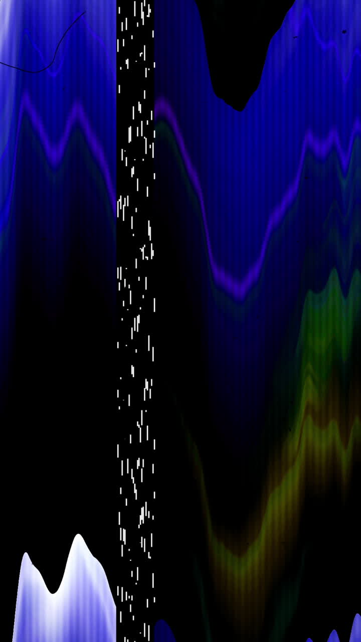 Dynamischer digitaler Glitch-Effekt mit wechselnden Farben.