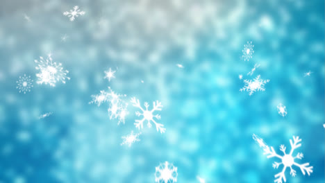 snow falling on blue background