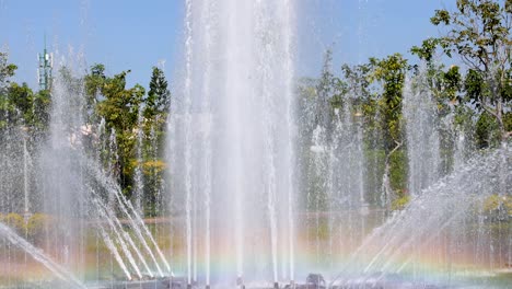 colorful water fountain in a park