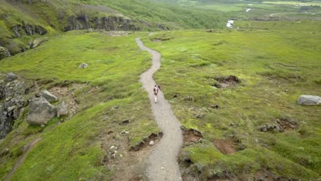 sendero de senderismo en el paisaje islandés