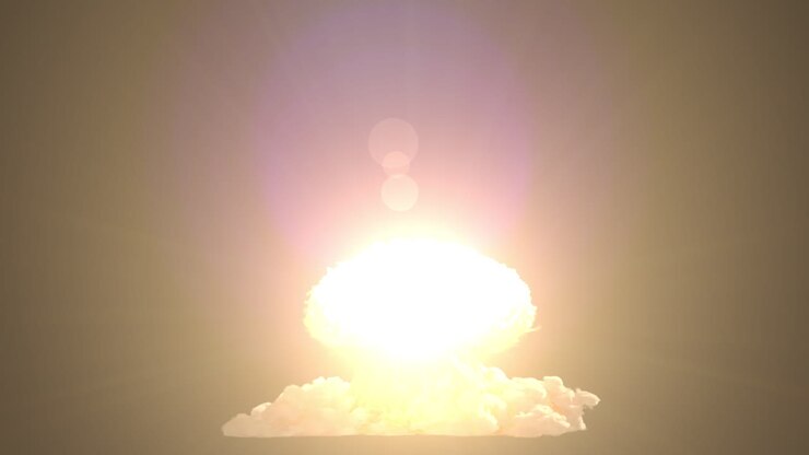 Esplosione nucleare su uno sfondo trasparente