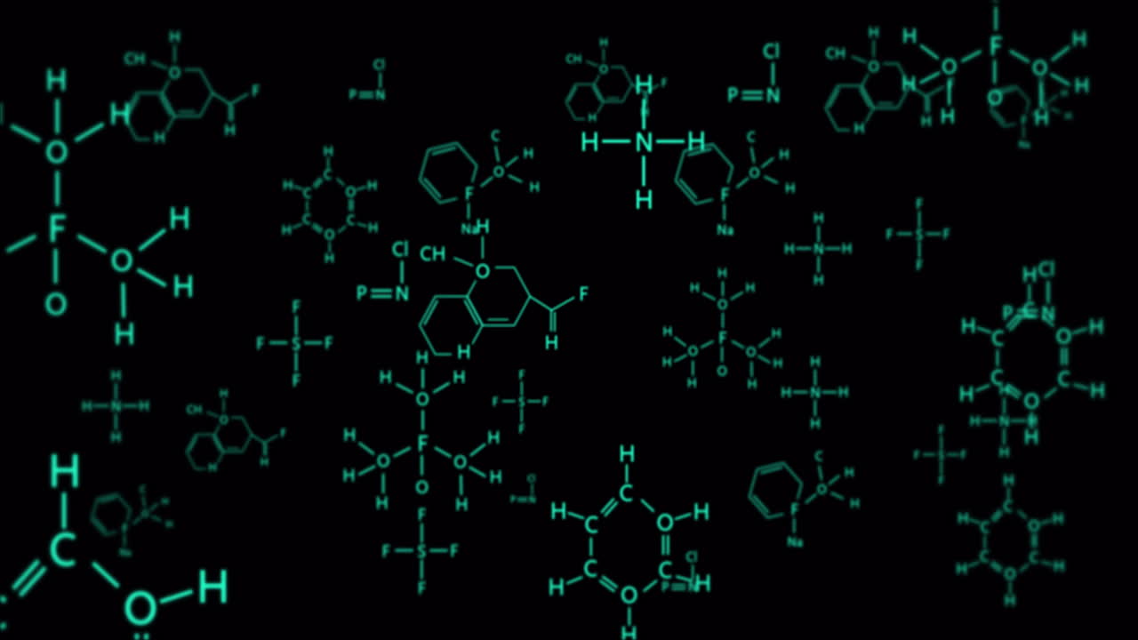 animación de la fórmula química sobre un fondo negro