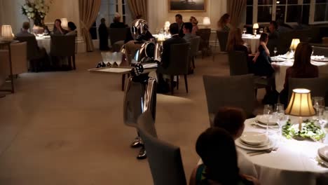 robot waiter serving in a luxury restaurant