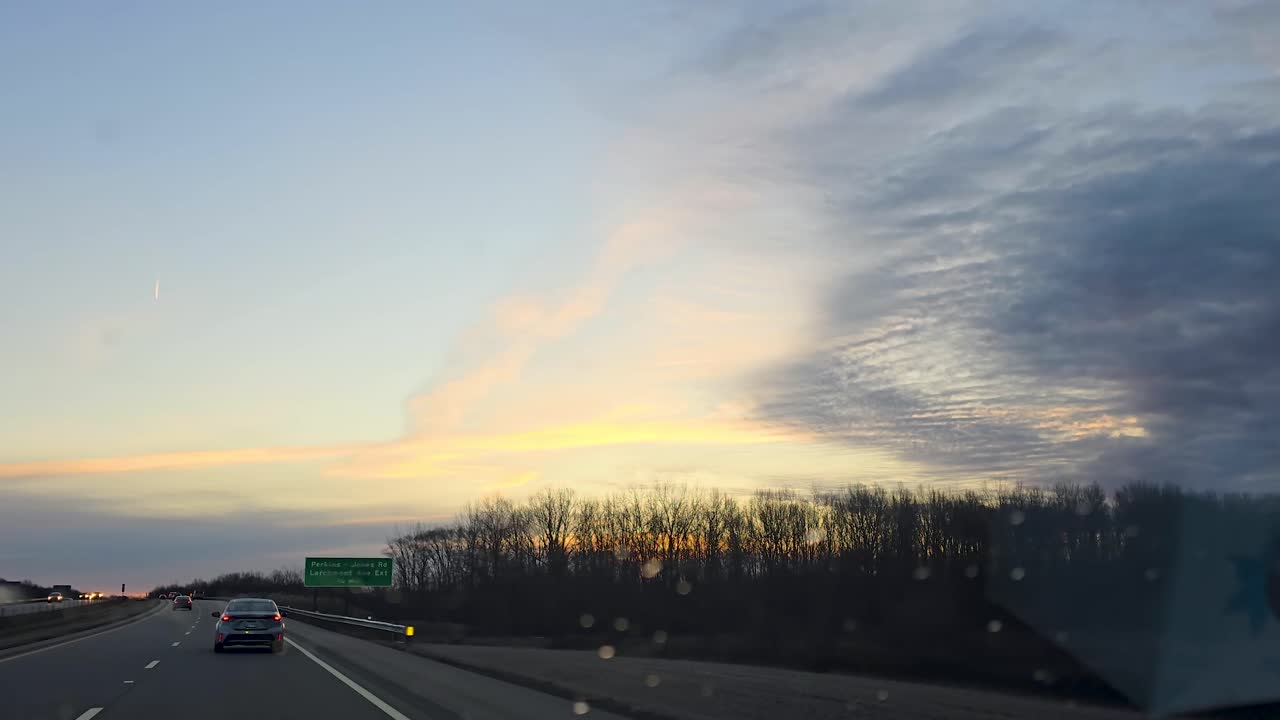 Highway at Sunset with Clouded Sky