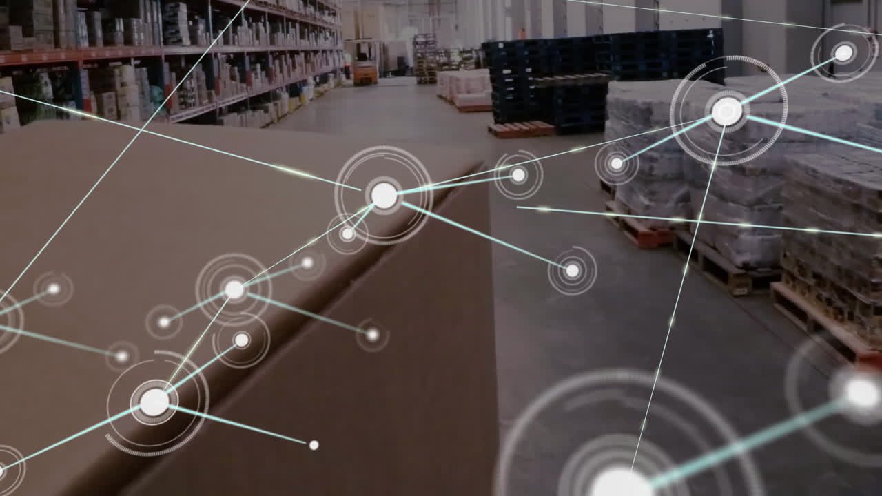 анимация сети соединений через склад