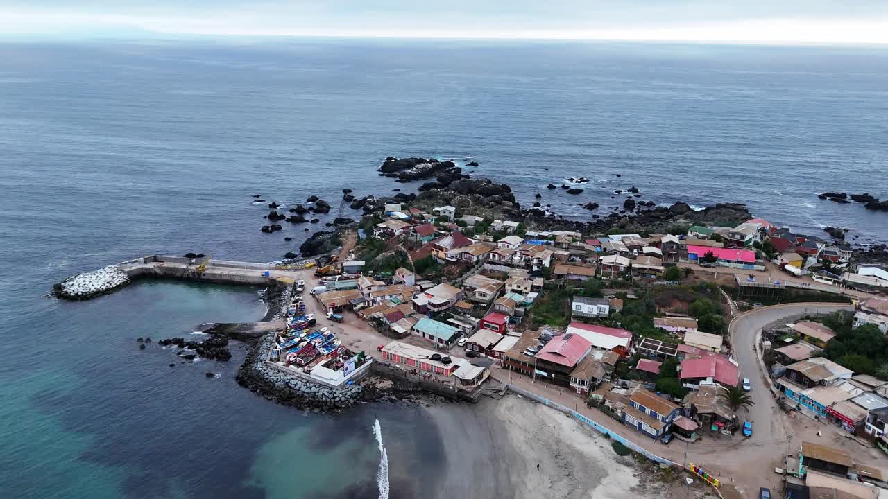 Aerial View of a Coastal Town in Chile