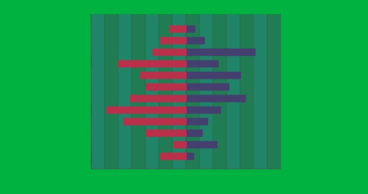 Animation of statistics processing on screen with squares