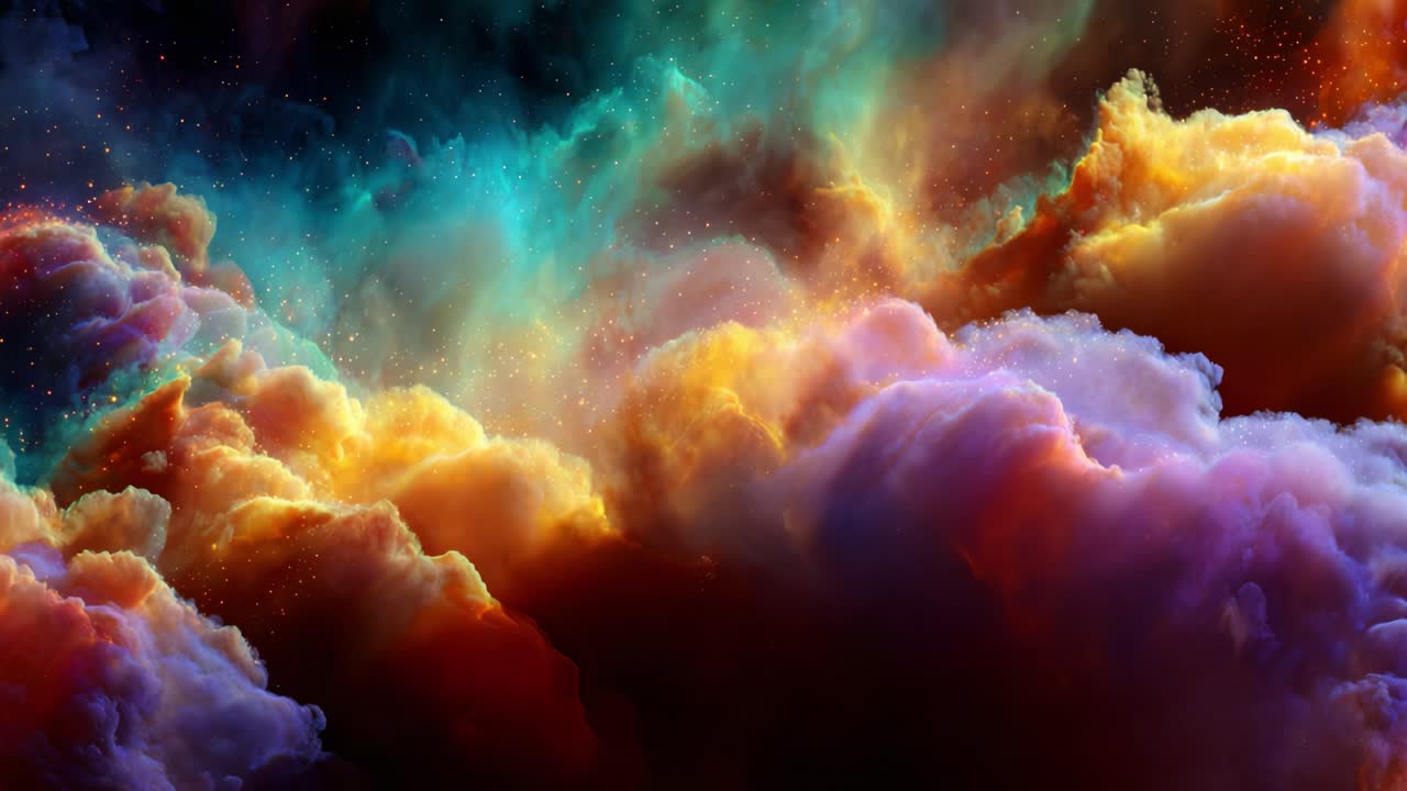 Vibrant Clouds and Cosmic Colors: A Stunning Representation of Ethereal Nebulae Beauty Captured in the Universe's Spectacle of Light and Colorful Atmospheres