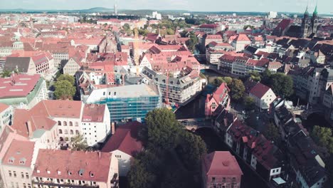 aerial view of imperial castle of nuremberg in historic city centre - landscape panorama of bavaria from above, germany, europe