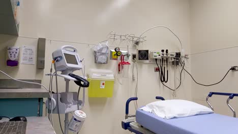 an empty hospital room stands equipped and ready to accept a patient