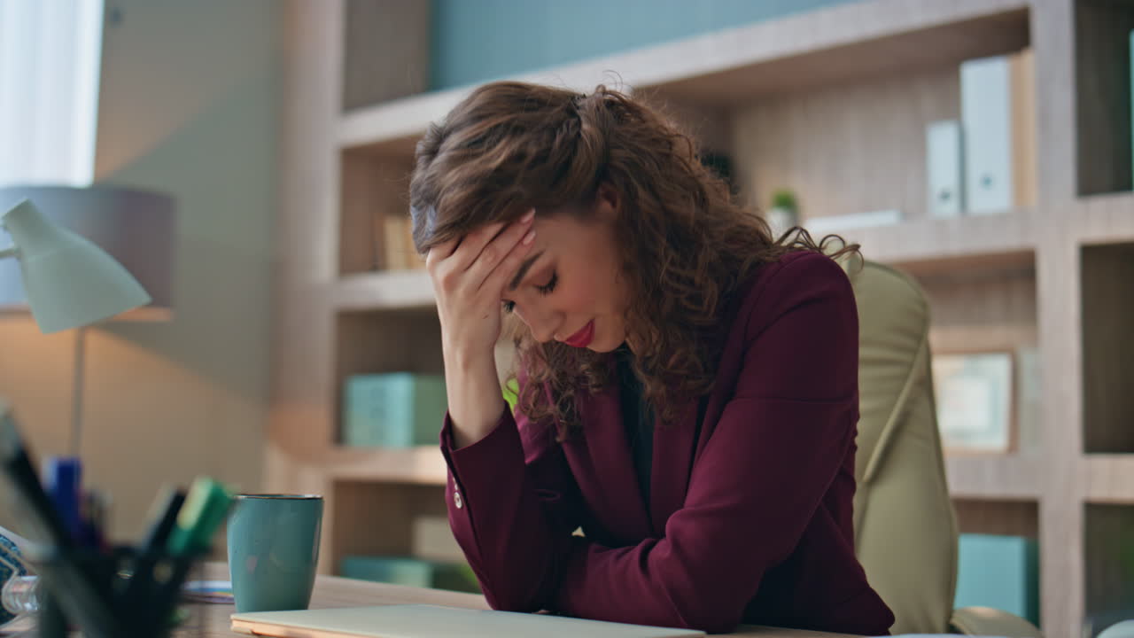 Emotional manager facing problem closing laptop lid at modern workplace closeup.