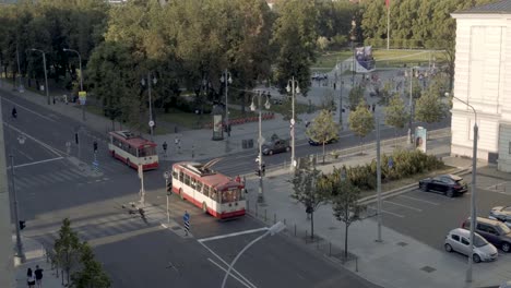 few people in empty gediminas ave, vilnius, lithuania, during covid19 pandemic lockdown