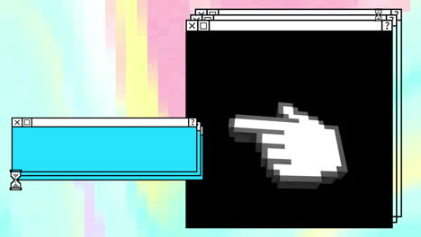 animación de varias ventanas y sobre un fondo colorido