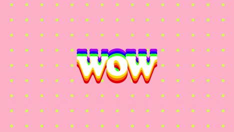 Digitale-Animation-Von-Wow-Text-Vor-Reihen-Gelber-Punkte-Auf-Rosa-Hintergrund