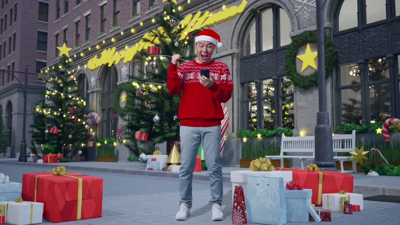 hombre celebrando navidad en la calle