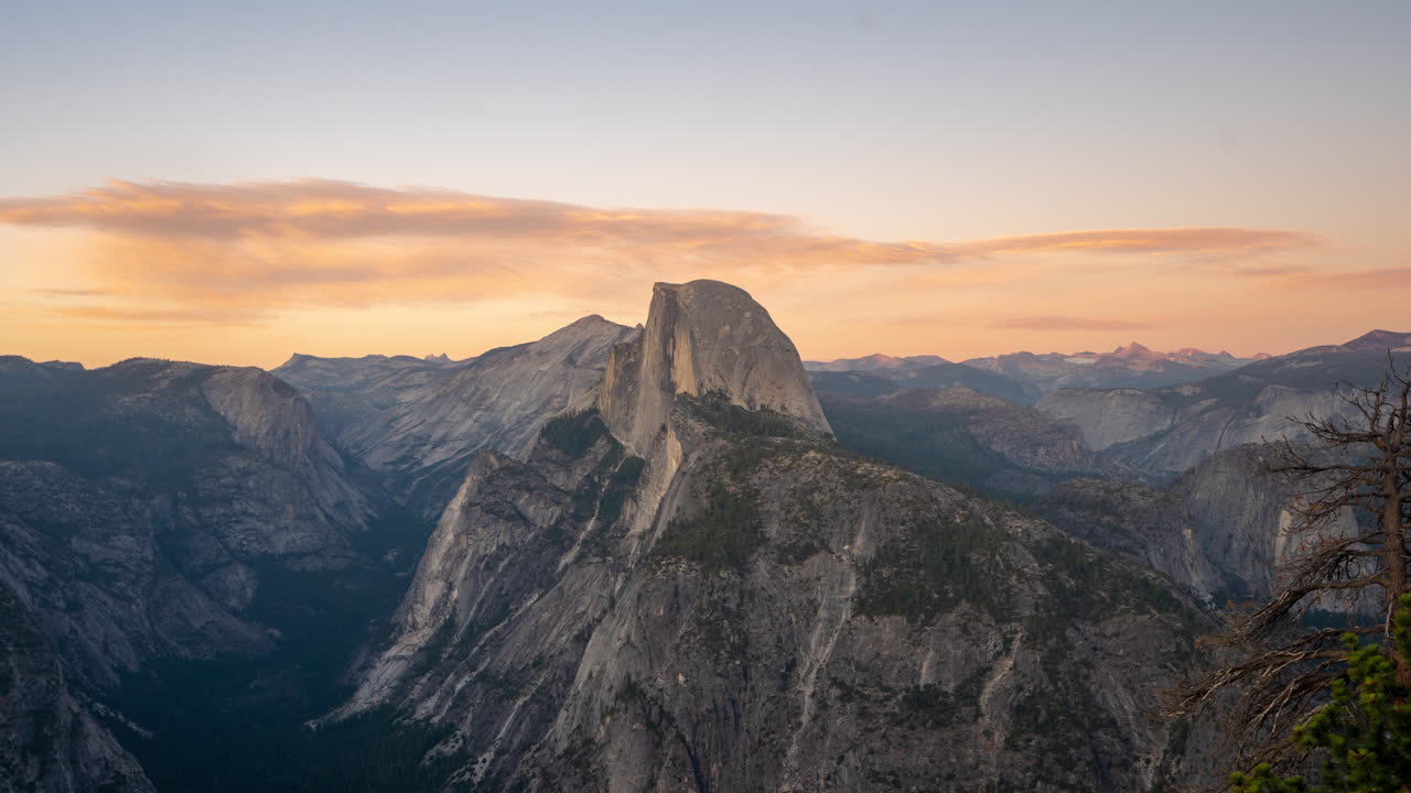 Timelapse of Sunset Over Glacier Point Viewpoint in Yosemite National Park, California USA
