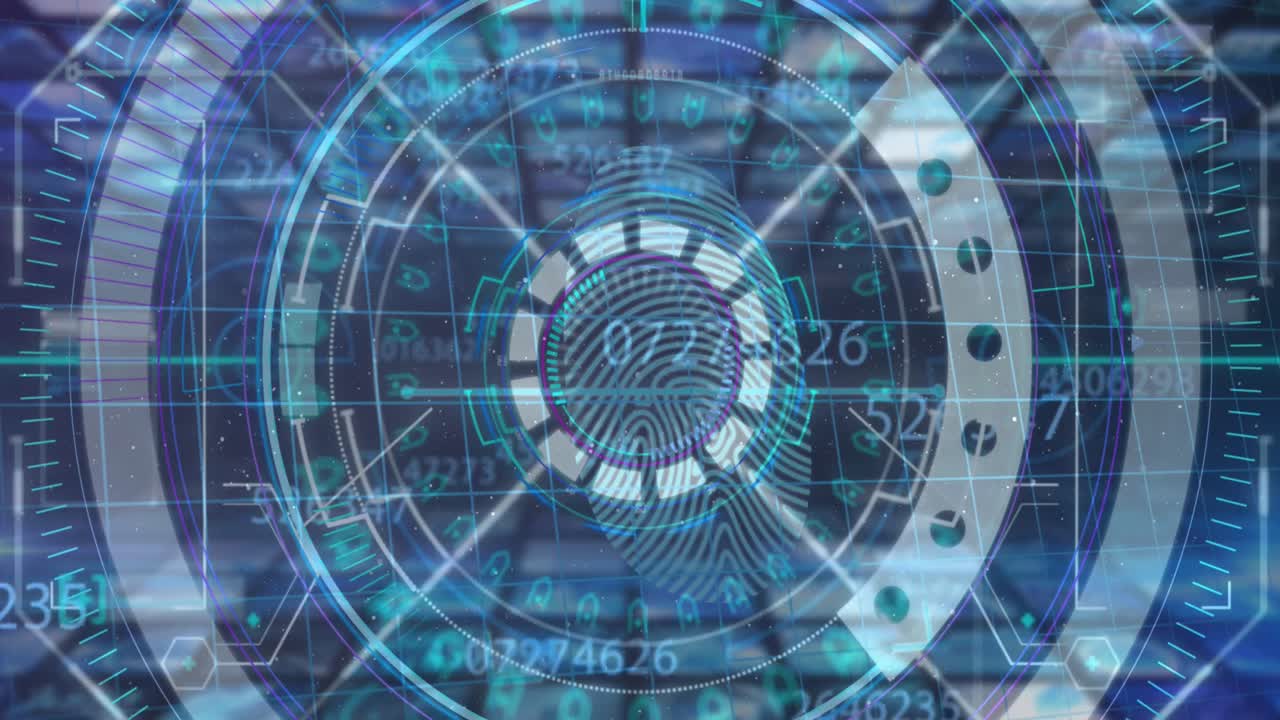 animación del escaneo del alcance sobre el escaneo del alcance del procesamiento de datos financieros