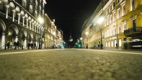 night street view in st. petersburg