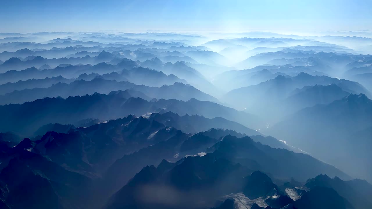 Himalaya mountain range taken from altitude at dawn