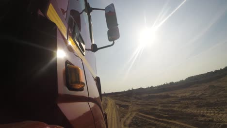 truck on a construction site under sunlight