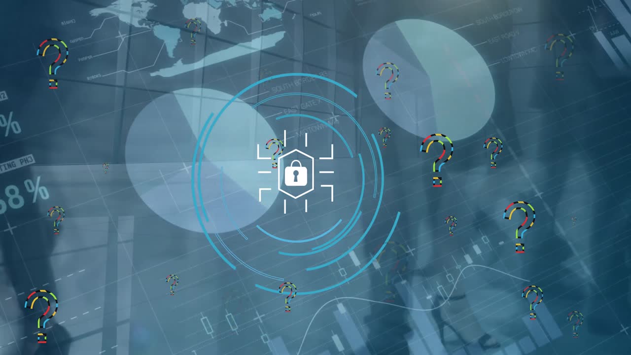 파들록과 도시에 있는 사람들의 데이터 처리의 애니메이션