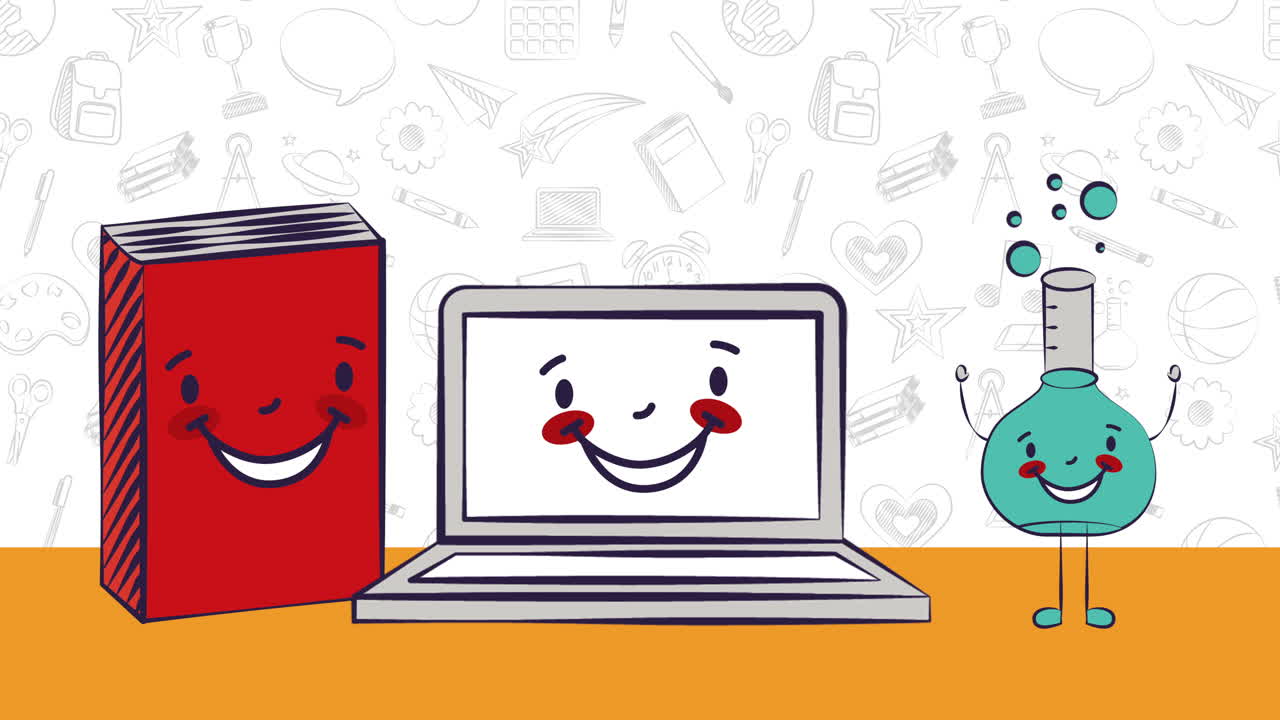 set di rifornimenti caratteri kawaii,ritorno a scuola