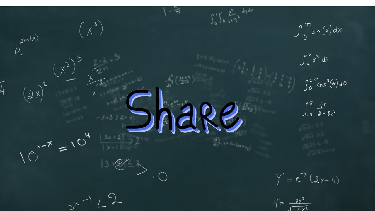 Animation of share over green background with math formulas