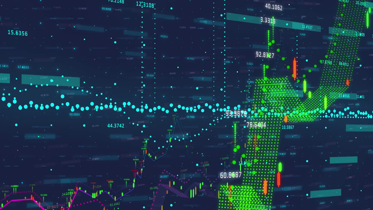 animación del procesamiento de datos financieros y las estadísticas