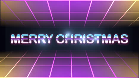 Retro-Merry-Christmas-text-with-neon-grid-in-dark-galaxy