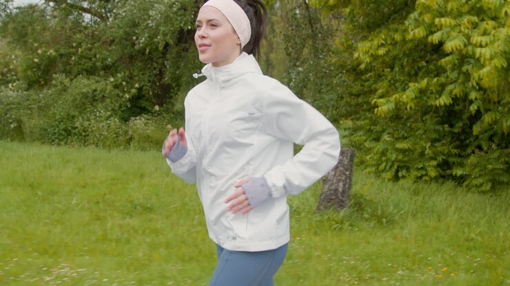 Close Up Of Woman Wearing Headband Exercising Keeping Fit Running In Rain