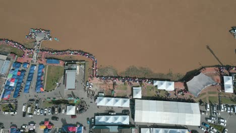 drone view at lundu town during summer, in conjunction of regatta traditional long boat race batang kayan river, with car and bike show.
#regatta