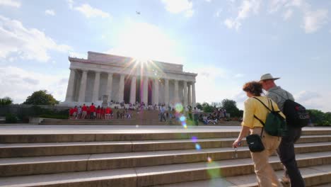 great column views from front of the lincoln memorial steps in washington dc.